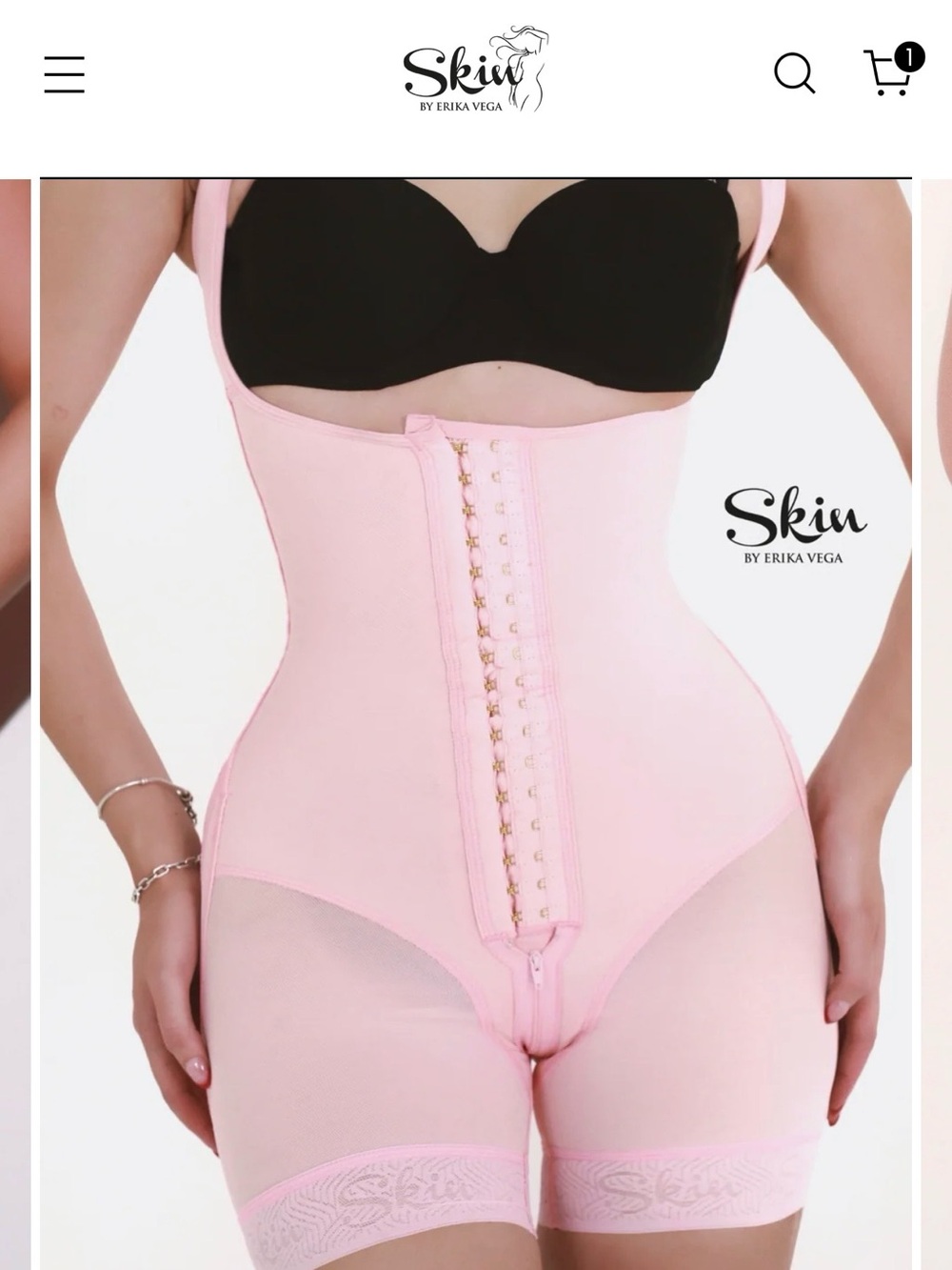 SKIN Pink High-Waist Full Body Shaper with Front Hooks 4xs small waist